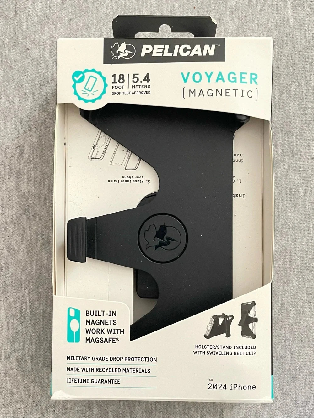 Pelican Voyager Black Magnetic Phone Holster - for Apple iPhone 16 New in Box